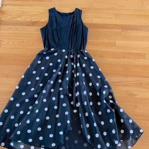 Polkadot dress with high/low full skirt. Great for dancing!